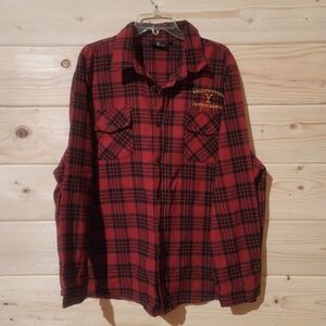 Yellowstone Long Sleeve Flannel Men's Red Plaid Shirt Size 2XL 27x30